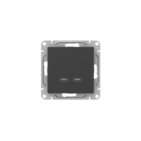 Механизм розетки USB-C - 2шт, чёрный Эпика EKF | UP1-SOB-2USBC