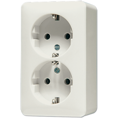 Розетка штепсельная SCHUKO накладная 16A 250V сдвоенная слоновая кость - 6022A JUNG
