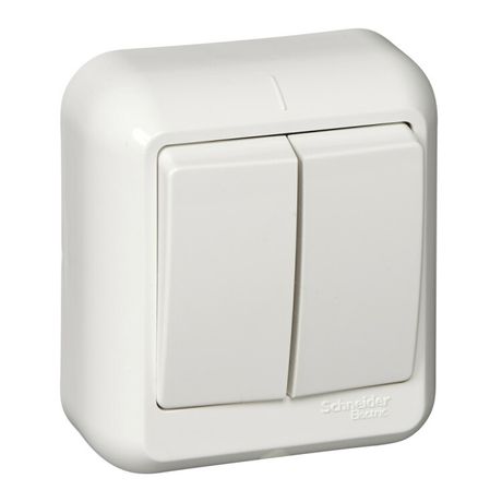 Выключатель 2-кл. ОП Прима 6А IP20 с монтаж. пластиной бел. (опт. упак.) SchE A56-029M-B APC