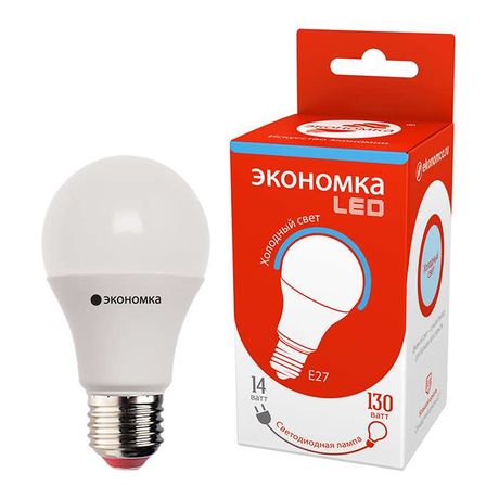 Лампа светодиодная A60 14Вт грушевидная 6500К холод. бел. E27 1400лм 220-240В ЭКОНОМКА EcoL14wA60230vE2765