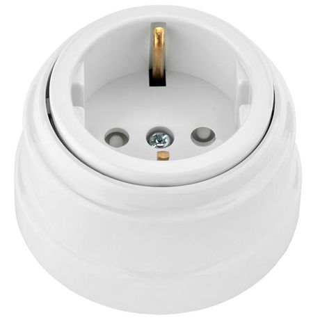 Розетка 1-м ОП РЕТРО 16А с заземл. со шторками бел. Bylectrica РА16-0206