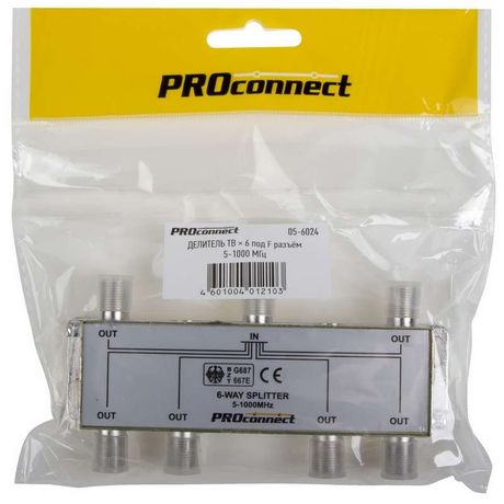ДЕЛИТЕЛЬ ТВ х 6 под F разъём 5-1000 МГц | 05-6024 PROconnect MEET