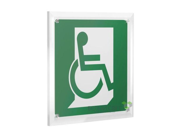 Знак безопасности PT-17176.E60-02"Выход для МГН здесь (правосторонний)" Белый свет a20668 BS