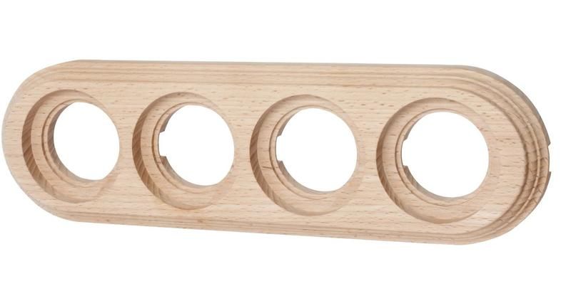 Рамка 4-м ОП Лизетта ретро на бревно 260мм бук натурэль Bironi BFC26-640-10