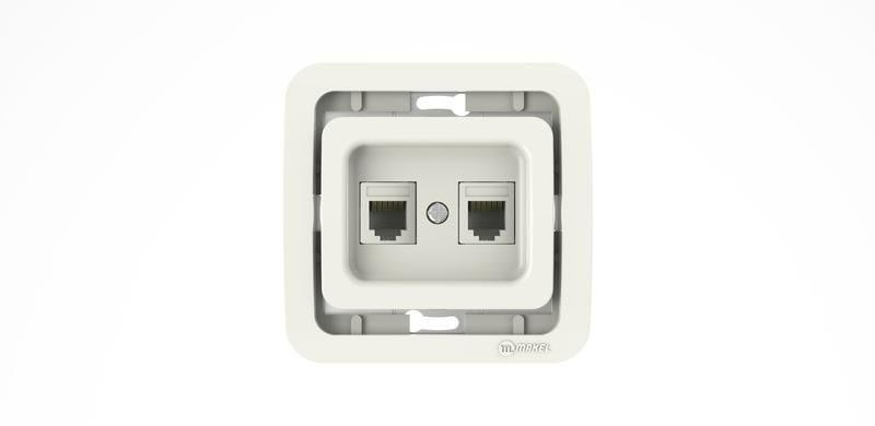 Розетка телефонная 2-м СП Mimoza TF без вставки евро стандарт бел. Makel 22034