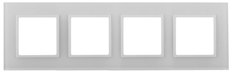 Рамка для розеток и выключателей Elegance 14-5104-01 на 4 поста, стекло, Elegance, белый+белый | Б0059172 ЭРА