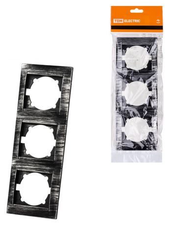 Рамка 3-х постовая вертикальная старинное серебро "Лама" | SQ1815-0684 TDM