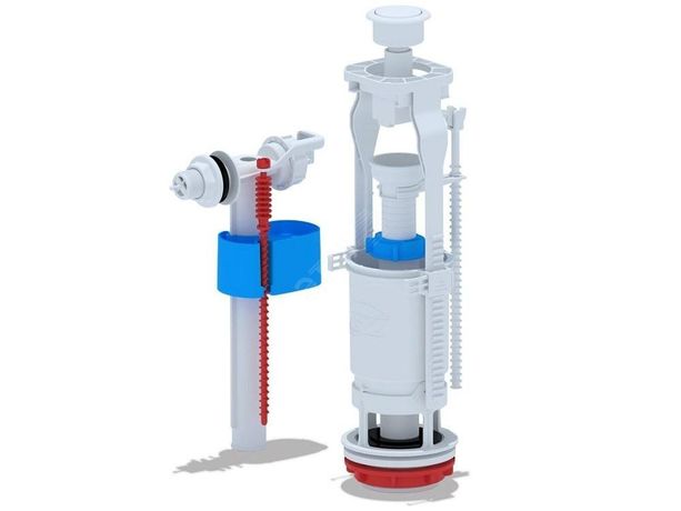 Набор для бачка унитаза с боковой подводкой 1/2' пластиковым щтуцером кнопка металлизированная эконом - WC6050M АНИ пласт WC6050М