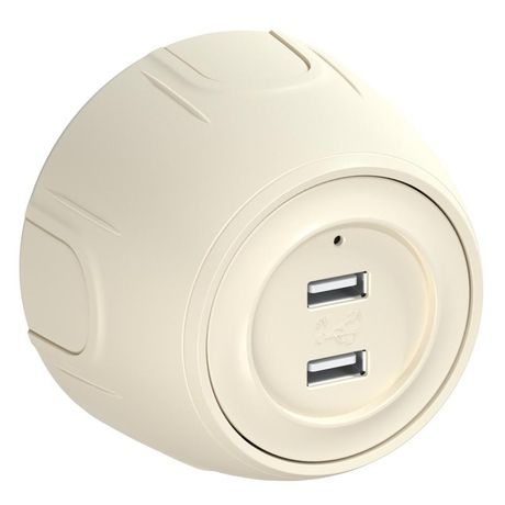 Розетка USB двойная Rotondo, с подсветкой, цвет бежевый - 7700897 ССТ