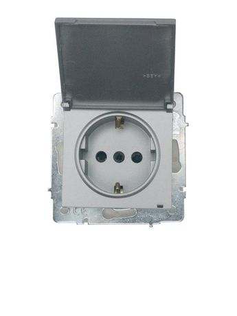 Розетка 1-м СП VESNA 16А IP44 с заземл. крышкой ПБТ механизм платина LEZARD 742-3588-123BIPCH LEZARD арт. 742-3588-123BIPCH
