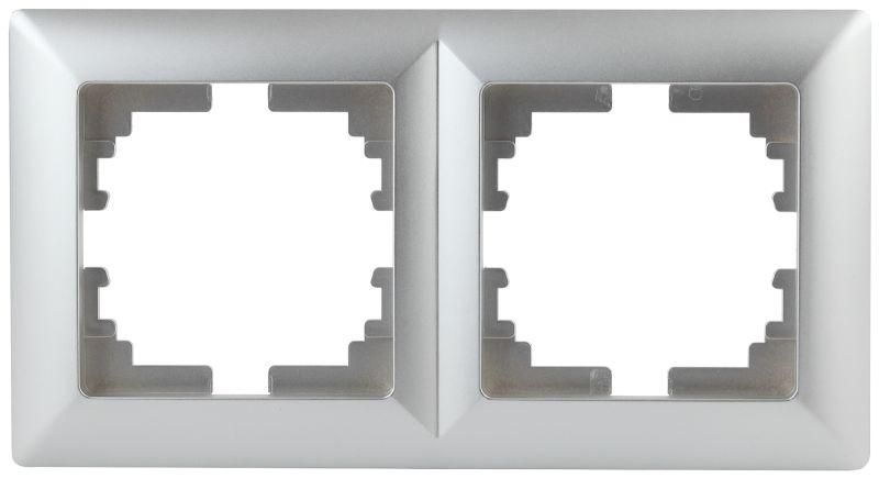 Рамка для розеток и выключателей 2 поста алюминий пластик Intro Solo 4-502-03 - Б0043412 ЭРА