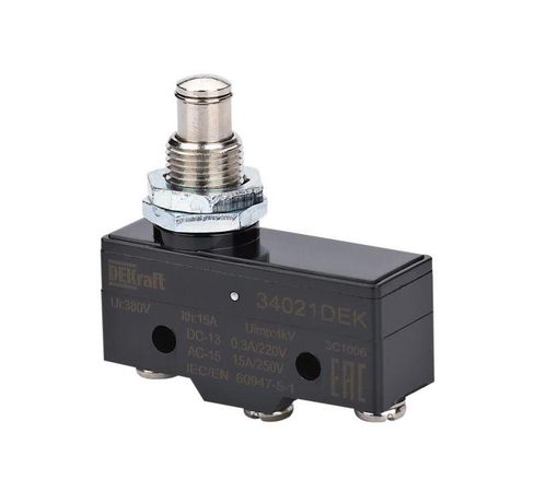Выключатель концевой 1НО1НЗ миниатюрный длин. плунжерн. типа DEKraft 34021DEK APC