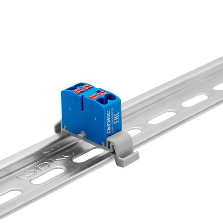 Блок распределительный с гориз. адаптером на рейку шириной 35мм, зажим push-in, 4 точки подключения 2,5 кв.мм, синий - DTP1-004-04SPUB-H ДКС