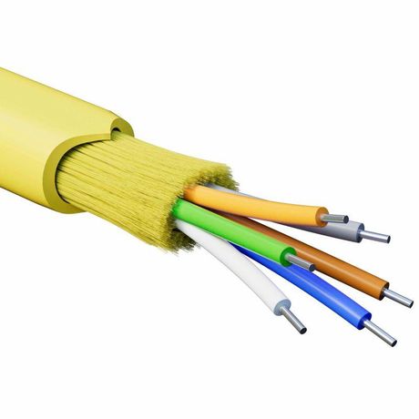 Кабель волоконно-оптический распределительный арамидные упрочняющие нити для внутренней прокладки нг(А)-HF 6 ОВ категорияOS2(G.652.D) плотный буфер 0.4кН барабан 500м DKC RNDT9C6YL01-E ДКС