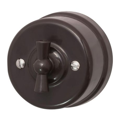 Выключатель перекрестный ретро ABS-пластик корич. Bironi B1-203-22