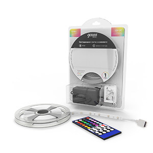 Лента светодиодная LED 6 Вт/м 390 Лм/м 5050-SMD 60 (30RGB+30W) шт/м 12 В DC RGBW IP20 блистер (5 м ) (комплект) Basic Gauss - BT011