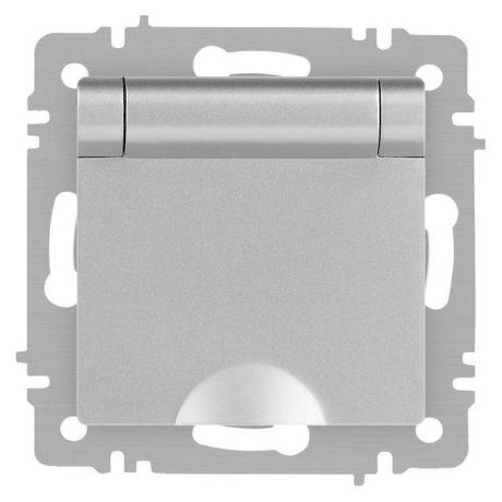 Розетка однофазная скрытого монтажа, в рамку с заземлением без шторок алюминий крышкой 16А 250В IP20 винтовые зажимы 6-203-03 Intro Accent - Б0063721 ЭРА
