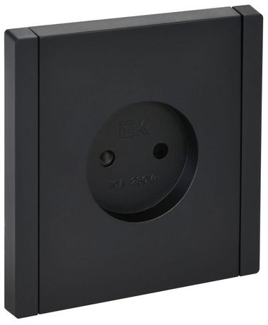 Розетка 1-м СП FORTE&PIANO FP117 10А без заземл. защ. шторки винт. крепл. черн. IEK FP-R13-10-K02