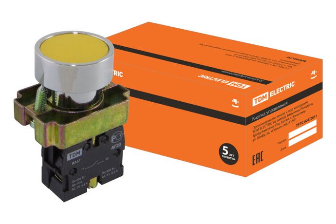 Кнопка BА51 без подсветки желтый 1з | SQ0704-0040 TDM