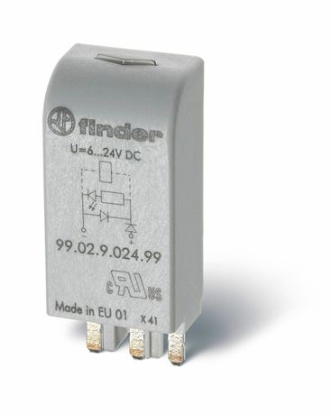Модуль индикации и защиты зеленый светодиод 6-24VAC/DC - 9902002459 FINDER