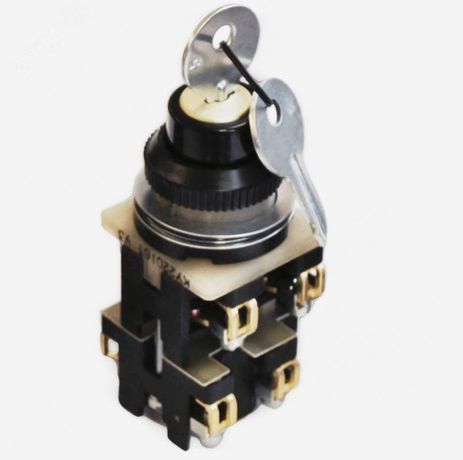 Выключатель кнопочный КУ220161 У3 2з2р с замком на два положения исх полож под углом 90 во вкл не выним IP40 - 175220161.01 ЧЭАЗ