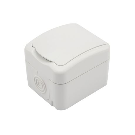 Розетка одноместная Mini OG IP54, с заземлением, о/у, белая | KR-78-0604 Kranz