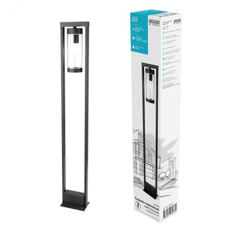 Светильник садово-парковый столб НТУ 1хE27 AC 220В Черный IP54 142х142х800мм Алюминий max 60Вт ландшафтный Clio Gauss - GD020