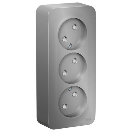 Розетка BLANCA наружная трехпостовая, без заземления, со шторками, с изолирующей пластиной, 16А, 250В, алюминий - BLNRA001313 APC