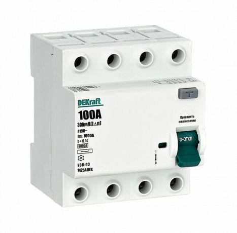 Выключатель дифференциальный (УЗО) 4P 100A 300мА тип AC 6кА УЗО-03 | 14254DEK DEKraft APC