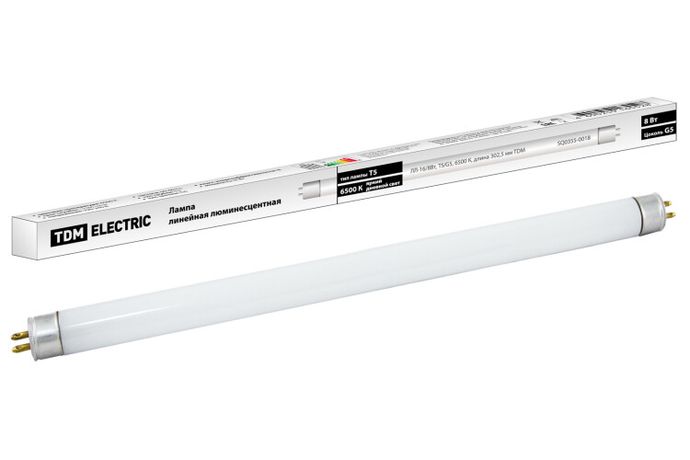 Лампа линейная люминесцентная ЛЛ 8Вт Т5 G5 865 ЛЛ-16 | SQ0355-0018 TDM