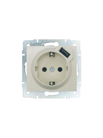 Розетка 1-м СП RAIN 16А IP20 с заземл. + USB механизм крем. LEZARD 703-0388-181 LEZARD арт. 703-0388-181