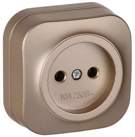 Розетка ОП GLORY РС20-2-ХШм 10А без заземл. защ. шторок шампань матов. IEK ERH10-K37M-10