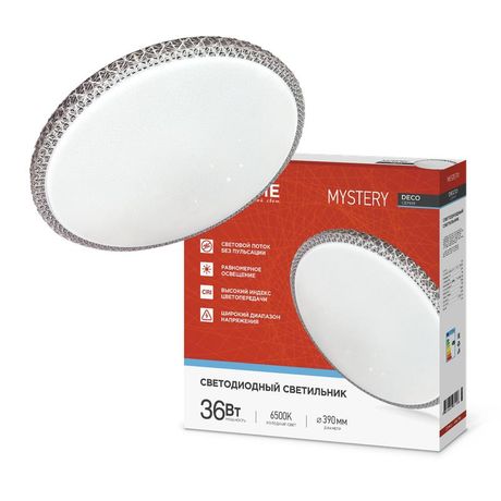 Светильник светодиодный серии DECO MYSTERY 36Вт 230В 6500К 3240Лм 390х78мм IN HOME - 4690612051598
