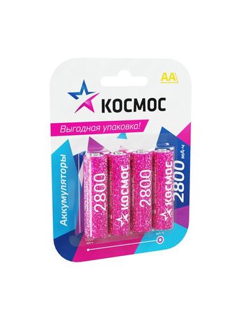 Аккумулятор R6 (АА) 2800mAh Ni-MH 4 на блистере, КОСМОС - KOCR6NIMH2800mAh4BL