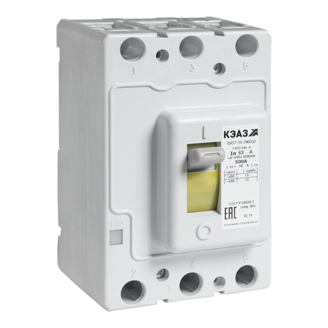 Выключатель автоматический ВА57-35-340010-63А-500-690AC-УХЛ3 (Втычной, без панели) | 265571 КЭАЗ