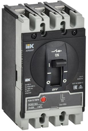 Выключатель автоматический в литом корпусе ARMAT 3P типоразмер S 35кА 16А расцепитель электромагнитный регулируемый - AR-MCCB-3S-035-0016A-MTUC IEK