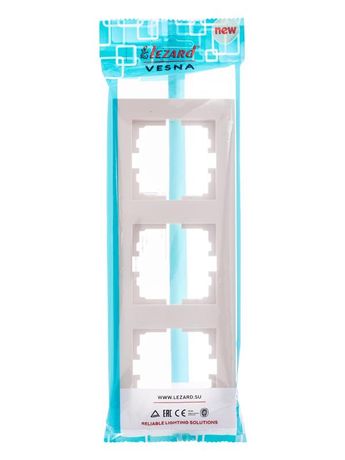 Рамка 3-местн. вертик. VESNA кремов. LEZARD 742-0300-153