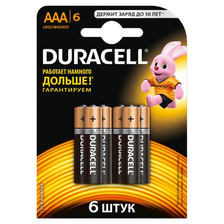 Элемент питания алкалиновый AAA/LR03-6BL Basic (блист.6шт) Duracell Б0014858