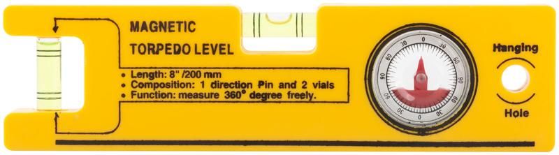 Уровень мини пластиковый 200 мм с угломером - 18603 РОС