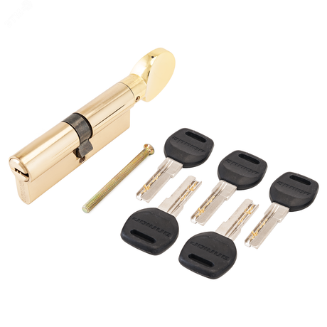 Механизм цилиндровый для врезных замков, АЛЛЮР HD FG 90-5К BP золото (латунь) - 7826 ПТК