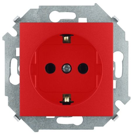 Механизм розетки 1-м СП Simon15 с заземл. красн. Simon 1591432-037