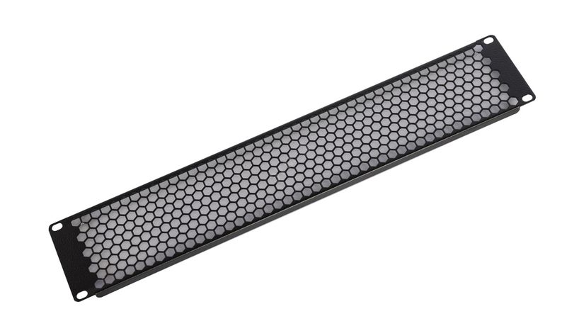 Фальшпанель в шкаф 19" 2U перфорированная, цвет черный | ФП-2.4-9005 ЦМО