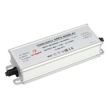 Блок питания ARPV-48200-A1 (48V, 4.2A, 200W) (Arlight, IP67 Металл, 3 года) | 034690 Arlight