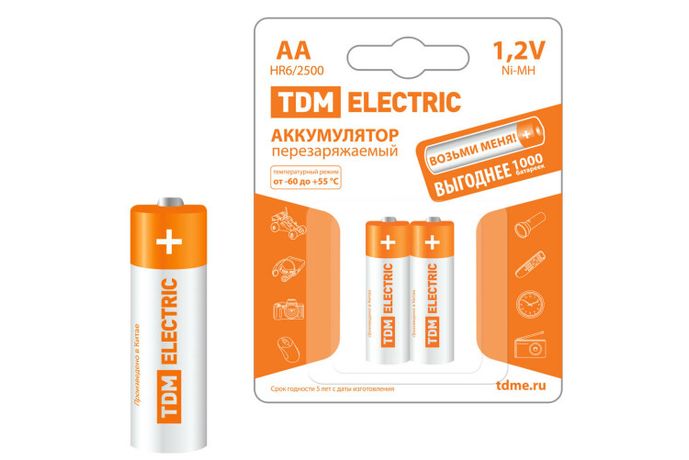 Аккумулятор AA-2500 mAh Ni-MH BP-2 | SQ1702-0071 TDM