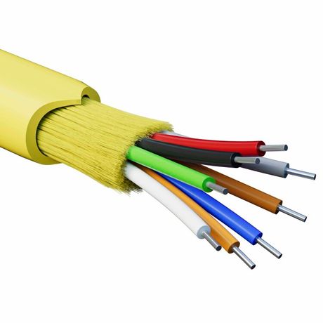 Кабель волоконно-оптический распределительный арамидные упрочняющиенити для внутренней прокладки нг(А)-HF 8 ОВ категория OS2(G.652.D)плотный буфер 0.4кН барабан 2000м DKC RNDT9C8YL01 ДКС