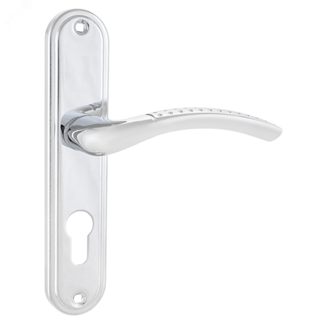 Ручка на планке под замок и цилиндровый механизм (комплект), АЛЛЮР 132-1 55мм CP хром - 1084 ПТК