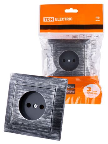 Розетка 2П 10А 250В старинное серебро "Лама" | SQ1815-0663 TDM