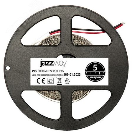 Лента светодиодная PLS 5050/60-12V 14.4Вт/м RGB разноцвет. IP65 (уп.5м) JazzWay 1001948