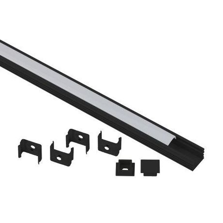 Комплект с накладным анодированным профилем 1612B 16х12мм, 2м, черный САВ261 | Б0062758 ЭРА