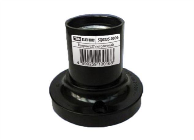 Патрон потолочный карболитовый Е27 черный прямой | SQ0335-0006 TDM